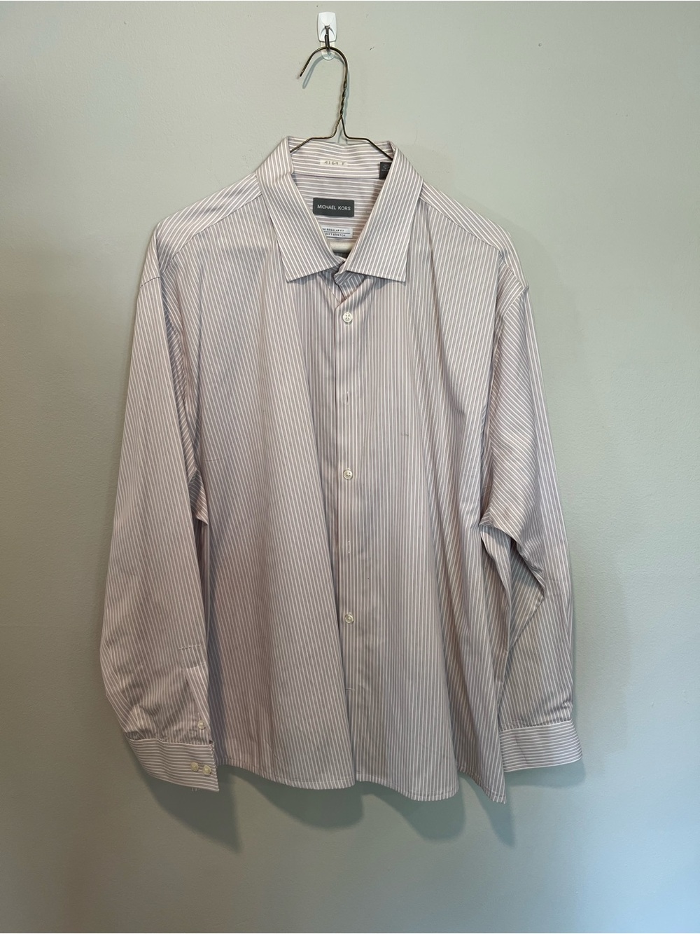 Michael Kors Men’s Pink Stripe Dress Shirt 18 34/35 Regular Fit Non-Iron